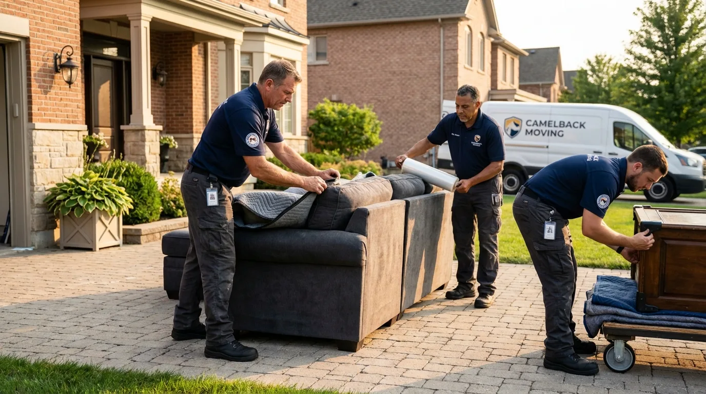 Large estate moving crew wrapping furniture in Monroe, NC